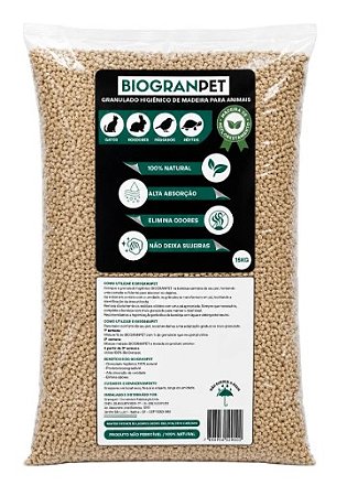 Areia Granulado De Madeira Para Gatos/Roedores Biogranpet 15kg