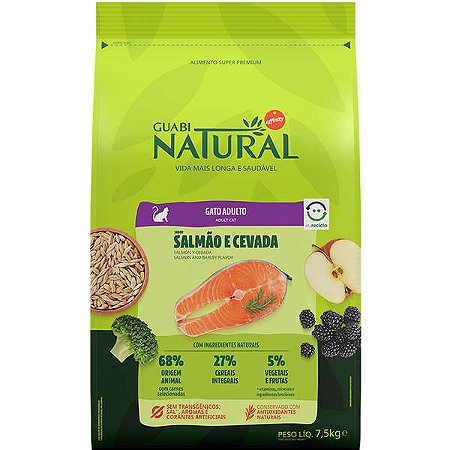 Guabi Natural Gatos Adultos Salmão/Cevada 7,5kg