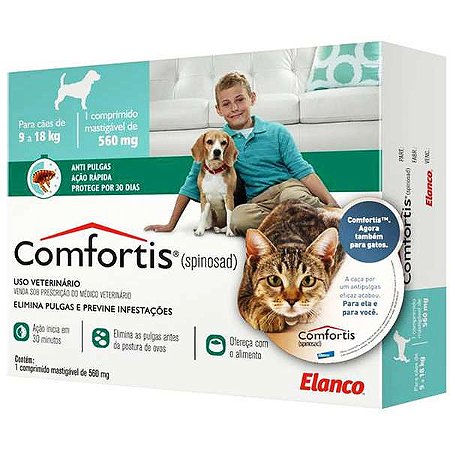 Comfortis 560mg (Cães 9 a 18kg) (Gatos 5,5 a 11kg)