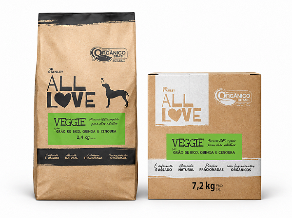 All Love Veggie Cães Adultos All Breeds Grão de Bico/Quinoa/Cenoura