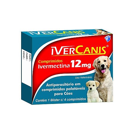 Ivermectina 12mg - IverCanis c/ 4 comprimidos