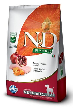 N&D Pumpkin Cães Adultos Raças Medias Frango/Romã 10kg