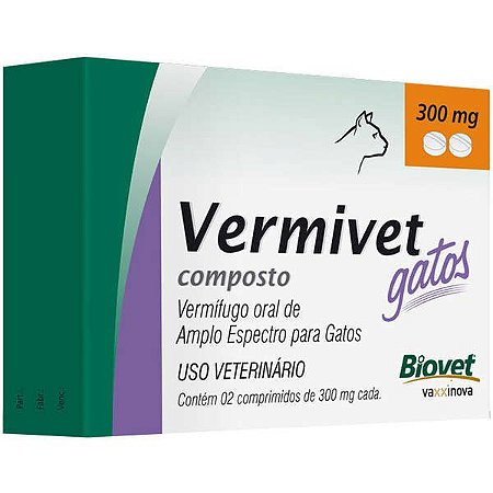 Vermivet Gatos 300mg c/ 2 Comprimidos