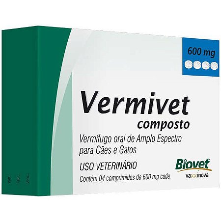 Vermivet Composto 600mg c/ 4 Comprimidos