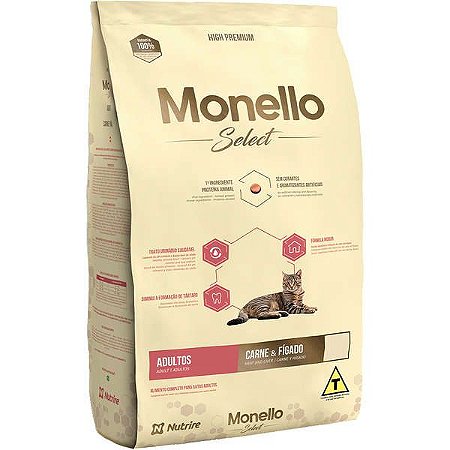 Monello Select Gatos Adultos Carne/Figado 15kg