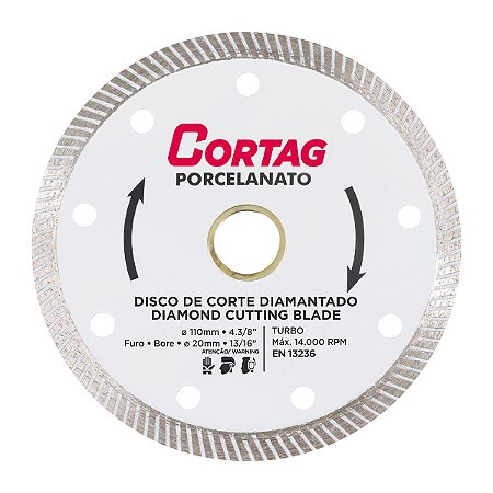 Disco de Corte Diamantado Turbo Porcelanato Cortag