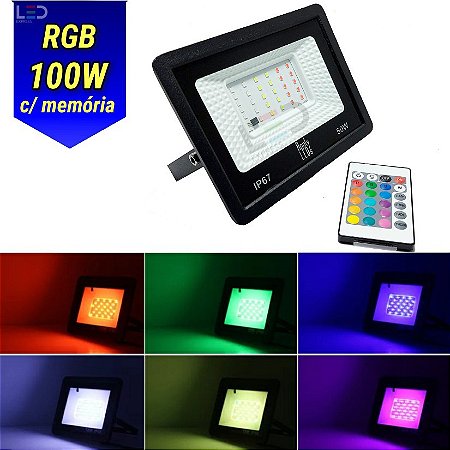 Refletor RGB com Memória 100W uso Externo - LED EXPRESS - ESPECIALIZADO EM  LED