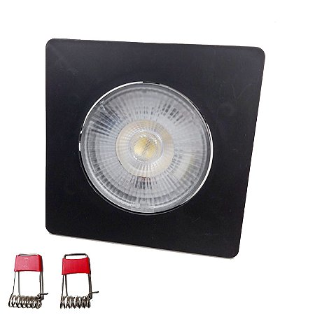 Spot Led Quadrado Embutir 7W 4000K Preto Bivolt RY