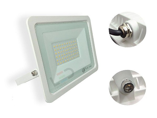 REFLETOR BRANCO 50W 3000K BRANCO QUENTE IP66 BIVOLT