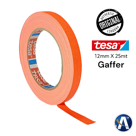 Fita Tecido Gaffer Tape Tesa 12mmX25m Laranja Fluorescente