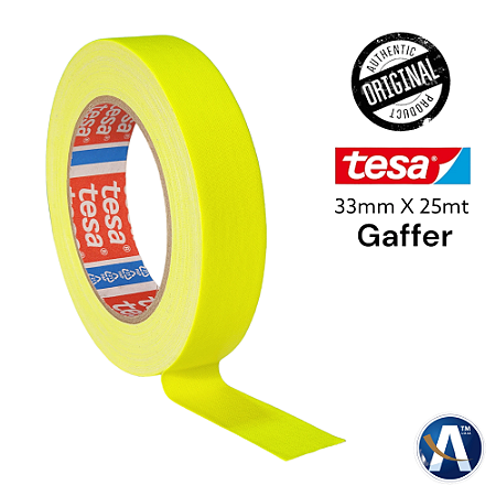 Fita Tecido Gaffer Tape Tesa 33mmX25m Amarela Fluorescente