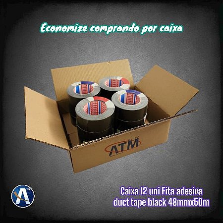 Kit Com 12 Unidades de Fita Duct Tape Preta 48mmx50m Tesa