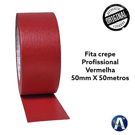 Fita Crepe Vermelha Profissional Automotiva 50mmX50m