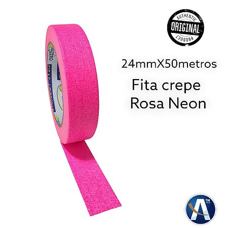 Fita Crepe 24mmx50m Cor Rosa Neon