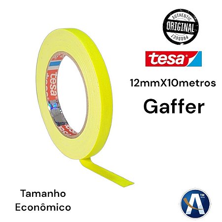 Fita Tecido Gaffer Tape Tesa 12mmX10m Amarela Fluorescente