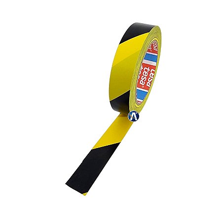 Fita de Demarcação Zebrada Preta e Amarela 12mmx33m Tesa