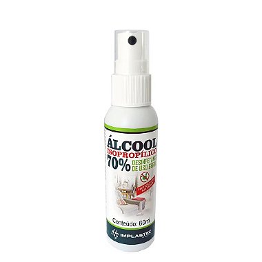 Álcool Isopropílico 70% Spray 60ML Uso Geral