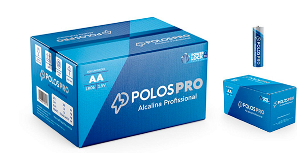 Caixa de Pilha AA Com 40 Unidades Polos Pro