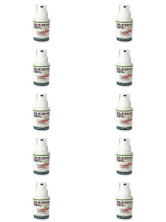 Kit 20 Álcool Isopropílico 70% Spray 60ML Uso Geral Implaste