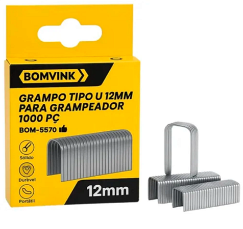 Caixa de Grampo tipo U 12mm com 1000 Grampos Bomvink
