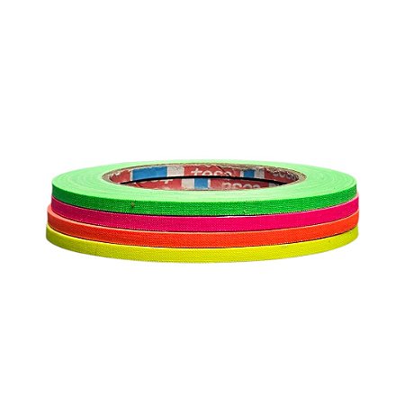 KIT 4 rls Fita Tecido Gaffer Tape Tesa 05mmX25m Fluorescente