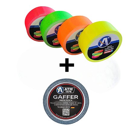 Kit 5 Rolos Fita Tecido Gaffer Tesa 24mmX5m ATM Tape