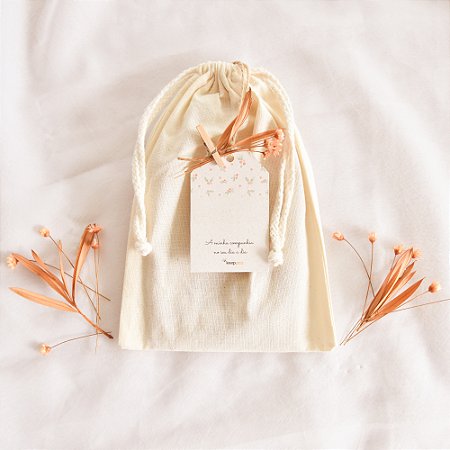 Embalagem de Presente - Saquinho de Algodão Cru com Enfeite