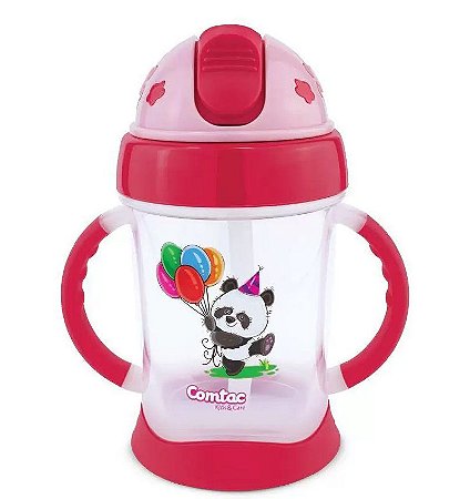 Copo de Treinamento Happy Panda 250ml (+9M) - Vermelho - Comtac Kids