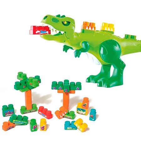 Brinquedo Infantil Baby Land Dino Jurássico Cardoso Toys Com 30 Blocos