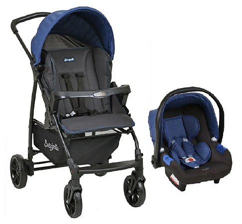 Carrinho De Bebê Ecco Azul Com Bebê Conforto - Burigotto