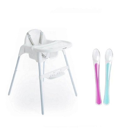 Cadeira de Refeição Macaron E Kit Colheres de Transição Rosa