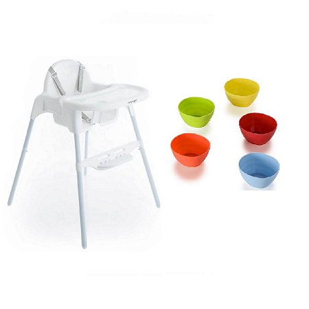 Cadeira de Refeição Macaron E Kit 5 Pratos Fundos Tossing