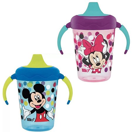 Kit Caneca Anti vazamento Mickey e Minnie 207ml ( 6m+)