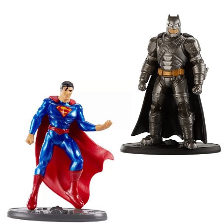 Kit Mini Figura DC Batman Armored e Superman