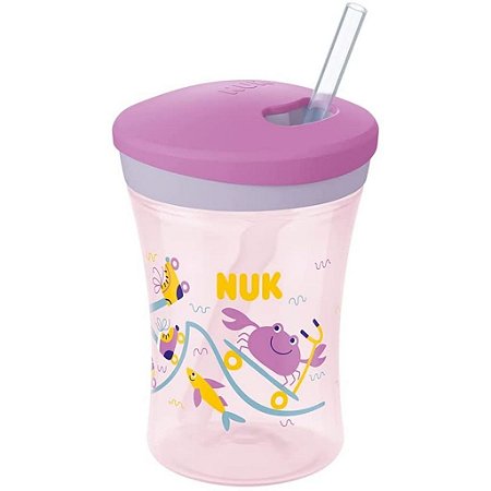 Copo Evolution Action Cup 230ml (12m+) Rosa Caranguejo - Nuk