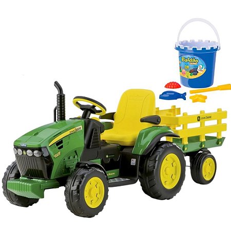 Trator Elétrico John Deere Ground Force e Baldão Azul