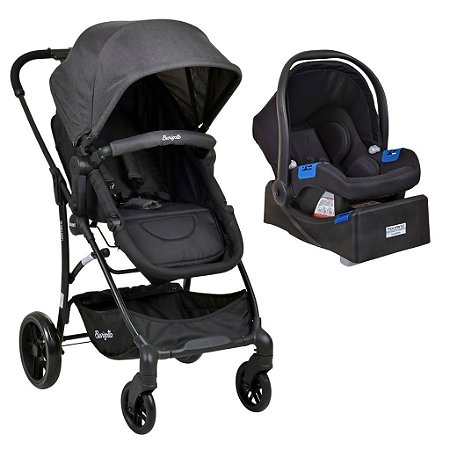 Kit Carro Convert Dark Grey com Bebê Conforto Preto e Base