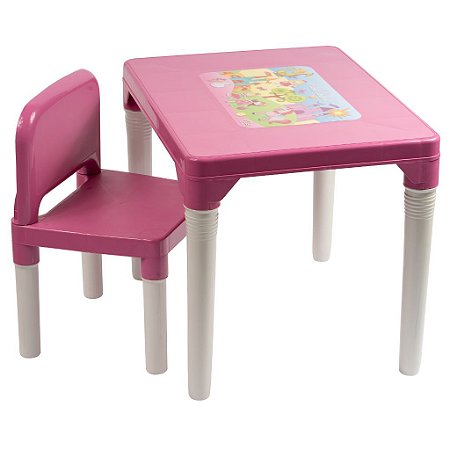 Mesinha com Cadeira Infantil Rosa Princesas - Styll Baby