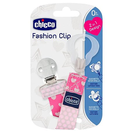 Prendedor de Chupeta Fashion Clip Rosa - Chicco
