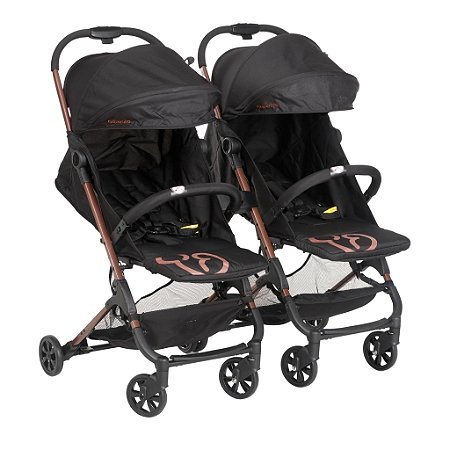 Carrinho de Bebê para Gemêos Duolee Preto Cobre - Galzerano