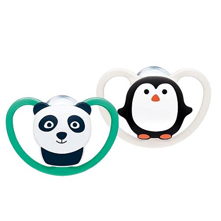 Chupetas Space Pinguim e Panda (6m+) Tam.2 - Nuk