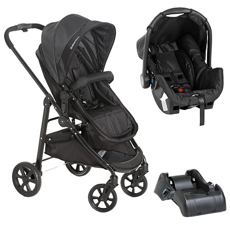 Carrinho Olympus Black Com Bebê Conforto e Base - Galzerano