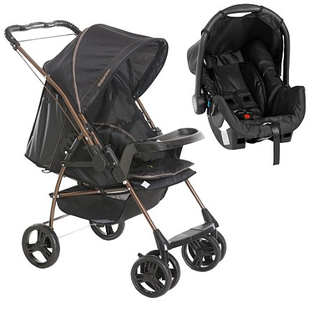 Carrinho Milano Preto Cobre com Bebê Conforto - Galzerano