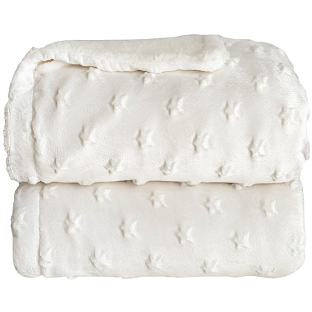 Cobertor Laço Bebê Plush com Sherpam Stars Branco