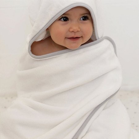 Toalha de Banho com Capuz  Comfort Cinza - Laço Bebê