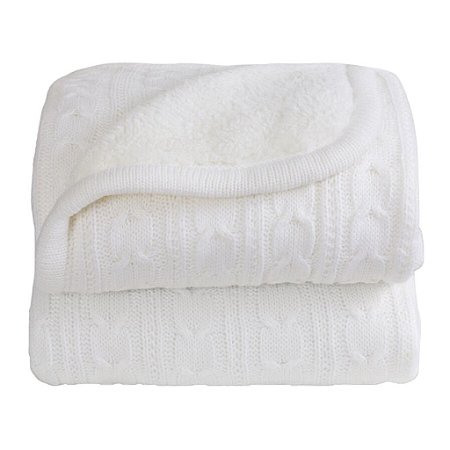 Cobertor Lã com Sherpa Marfim - Laço Bebê