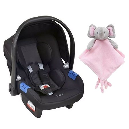 Bebê Conforto Touring X Preto Com Naninha Urso Rosa