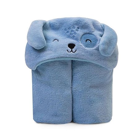 Cobertor de Microfibra Mami Bichuus c Capuz Azul - Papi Mami