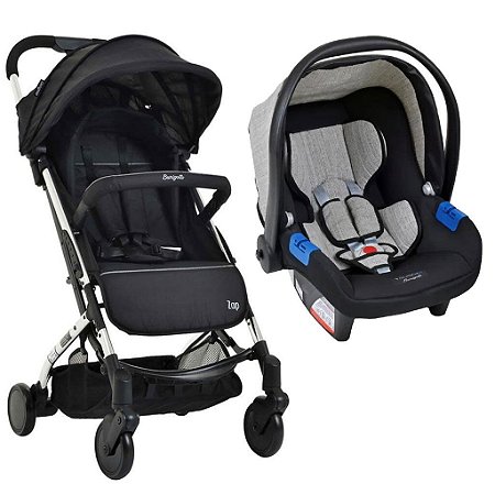 Carrinho de Bebê Zap Metal Prata e Bebê Conforto Touring X