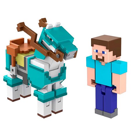 Boneco Minecraft Steve e Cavalo Armadura - Mattel